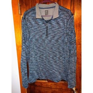Laviva Sports Quarter Zip Pullover Sweater Blue Black Melange Men's Large